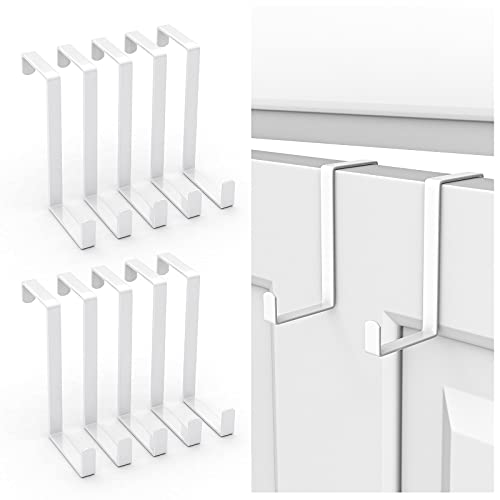 Booda Brand Over The Door Hooks 10 Pack, Z-Shaped Door Hanger Hook Fits The 1 3/8" and 1 3/4" Door Widths, Reversible Metal Door Hooks for Hanging Clothes, Coats, Towels, Shoe Organizers (White) - 10 - White