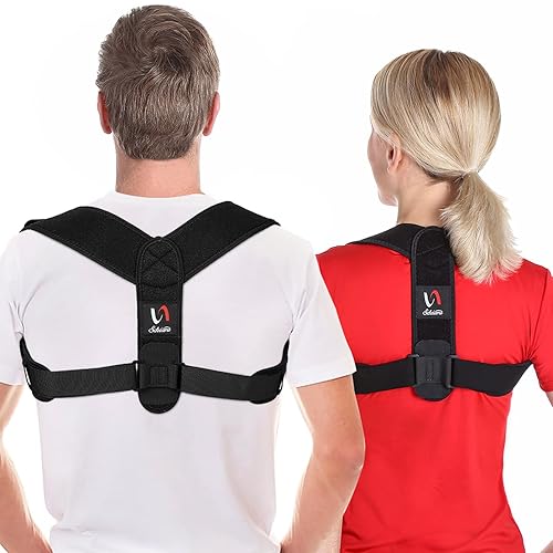 Posture Corrector for Men and Women, Comfortable Upper and Back Brace, Adjustable Back Support for Back, Shoulder and Neck - Black