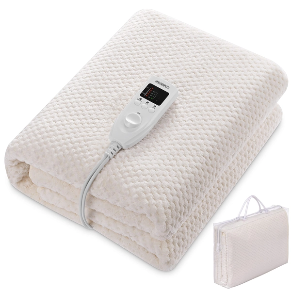 Deuba värmefilt fleece värmestäng 5 värmeledningar Timer avstängningsautomatisk 150 x 80 cm sängöverkast 60 W tvättbar