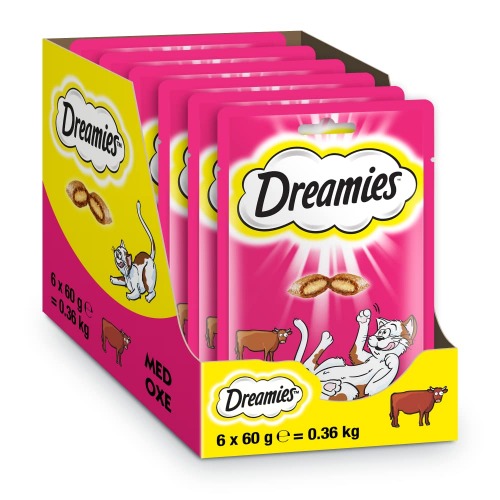 Dreamies Kattgodis Godbitar med Oxe 6 * 60g - Klassisk nötkött