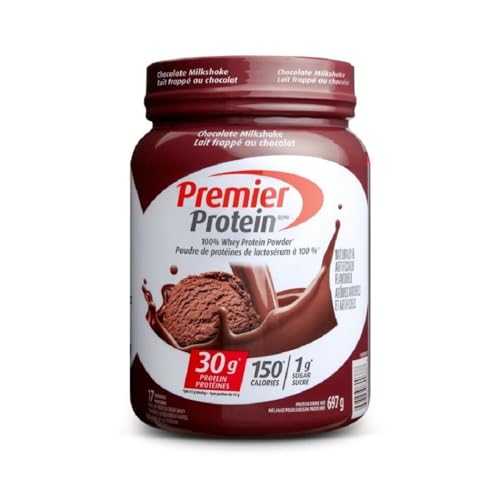 Premier Protein Powder, Chocolate Milkshake, High Protein Powder, 30g of Protein, 1g Sugar, 100% Whey Protein, Keto Friendly, Gluten Free, 17 Servings, 23.3 Ounces - Chocolate