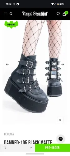 DAMNED-105 Black Matte Flatform Ankle Boots | 10