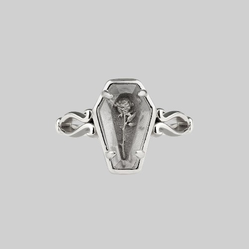 REBIRTH. Rose Under Glass Coffin Ring - Silver | Silver / XSmall