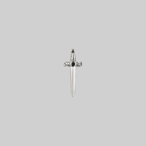 BETRAYAL. Silver & Black Spinel Dagger Earring - Helix/Tragus | Silver / Single