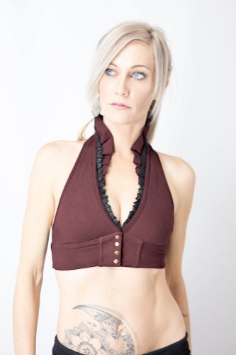 Baru Bra Top | Wine with Black Trim / Small