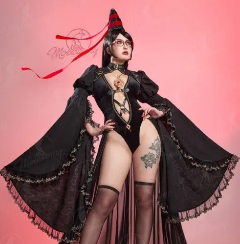Bayonetta Derivative Medieval Style Sexy Lingerie Set Hollow Bodysuit Crop Blouse with Skirt and Necklace