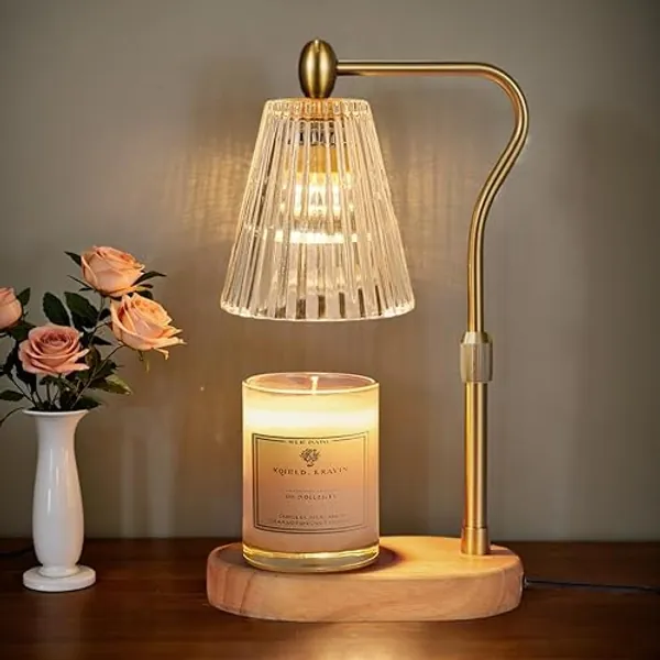 Engpure Candle Warmer Lamp - Candle Warmer Lamp with Timer and Dimmer Adjustable Height,Electric Wax Melt Warmer with 2 Bulbs for Scented Jar Candles Home Decor Mother's Day Gifts - Amber
