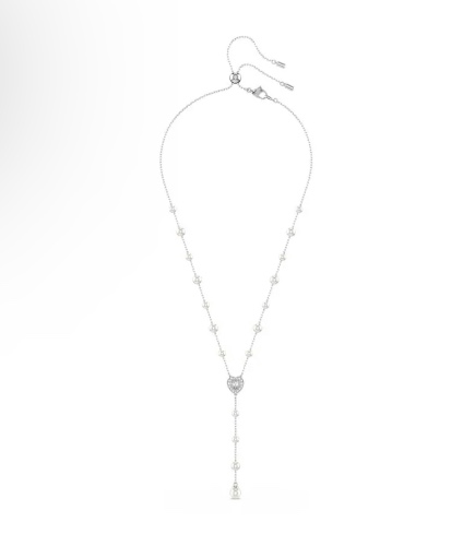 Collar en Y Ariana Grande x Swarovski, Tallas mixtas, Corazón, Blanco, Baño de rodio | Swarovski Online - Swarovski MX