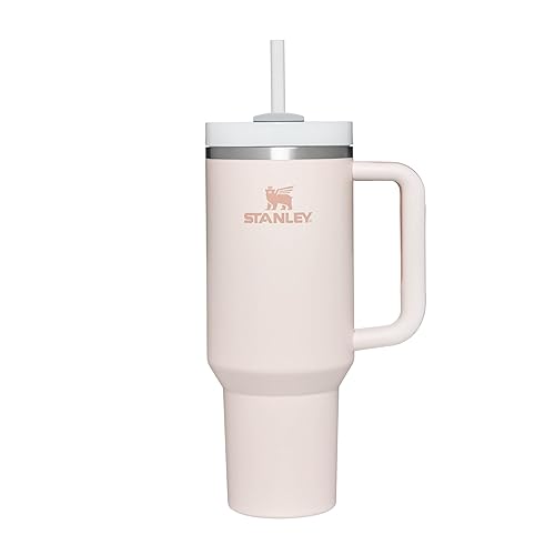 Stanley Quencher H2.0 Flowstate Trinkflasche Mit Strohhalm 1.2L - Thermobecher Kühlt 11 Stunden - 48 Stunden Eisgekühlt - Spülmaschinenfest - Thermosflasche BPA Frei - Edelstahl Trinkbecher - Rose Quartz