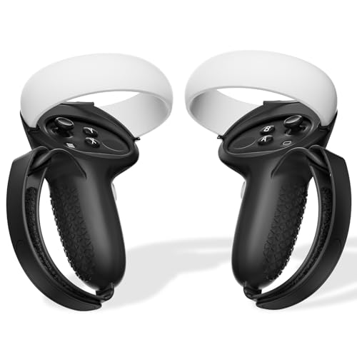SUPERUS Comfort Controller Grips Cover Compatible with Meta Quest 2 Accessories - All-Silicone Construction, Controller Grips for Oculus Quest 2 with Adjustable Knuckle Straps Protector - Upgraded version