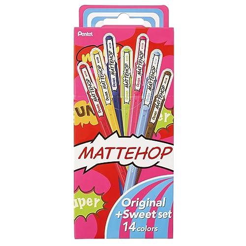 Pentel Matte Hop Original + Sweet Color Ballpoint Pen, 14 Colors K110-V14ST - 14 colors original+sweet