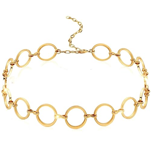 Suyi Choker Necklace - Simple Geometric Circle Choker Statement Clavicle Necklace for Women Necklace Jewerly - Circle-Gold