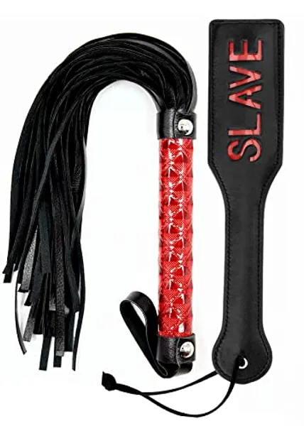 Faux Leather Spanking Bondage Kit Whip 15.5 inch Sex Paddle 12 inch Adult KIt Sex Play Slapper Paddle Cosplay Adult Role Sex Games Bondage Set Flogger Paddle