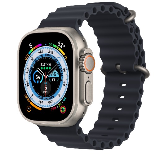Apple Watch Ultra GPS + Cellular, 49mm Titanium Case with Midnight Ocean Band