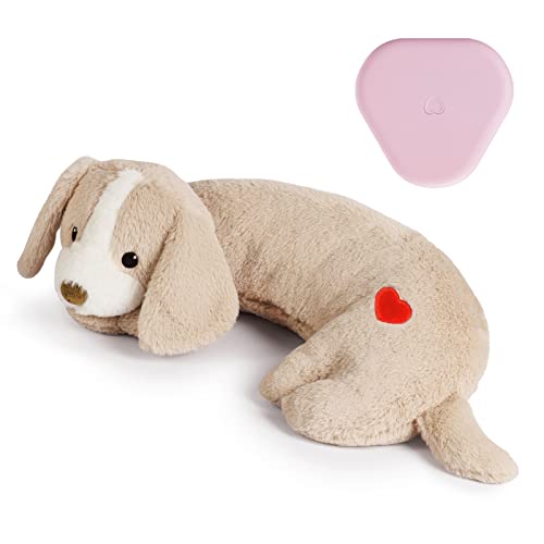 Moropaky Puppy Heartbeat Toy Heartbeat Stuffed Toy for Dogs, Dog Heartbeat Toy for Pet Anxiety Relief Sleep Aid Cuddle Comfort Calming Crate Kennel Training, Puppy Essentials - Light Brown