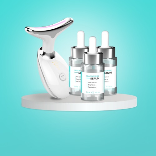 MyoGlow Men by My Derma Dream - Neck Lifting Device | MyoGlow + 90-Day Supply Activator Serum (3 bottles)