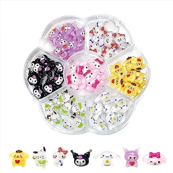 Akutoer 70PCS Kawaii Nail Art Charms 3D Cute Cat Resin Jelly Gummy Sweet Candy Slime Making Ornament Nail Decoration Accessories for DIY