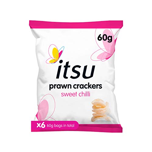 Itsu Sweet Chilli Prawn Crackers | Sharing Prawn Cracker Snack | 60 g (Pack of 6) | Healthy - Sweet Chilli Prawn - 60 g (Pack of 6)
