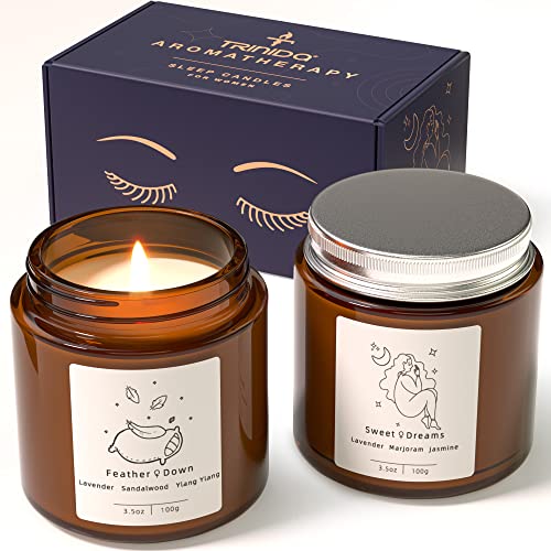 TRINIDa SLEEP & RELAX Scented Candles Make for Women, Aromatherapy Luxury Candles Gifts for Women, Natural Organic Soy Wax Relaxing Lavender Candles, Perfect Bath, Birthday, Mother’s Day Gifts for Her - Sleep Candle Gifts for Women