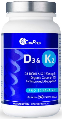 CanPrev D3 & K2 - Organic Coconut Oil l Helps Build And Maintain Bone Health l With Vitamin D3 & K2 (240 Count) - 240 Count (Pack of 1)