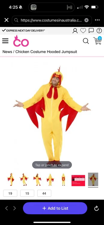 Chicken Costume Hooded Jumpsuit