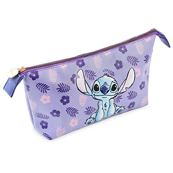 Disney Pochette Donna Beauty Case Stitch Mickey Mouse Ragazza e Bambina Trousse Pelosa per Trucchi Topolino Stitch Gadget Ufficiale Idee Regalo Ragazza per Ragazze (Viola)