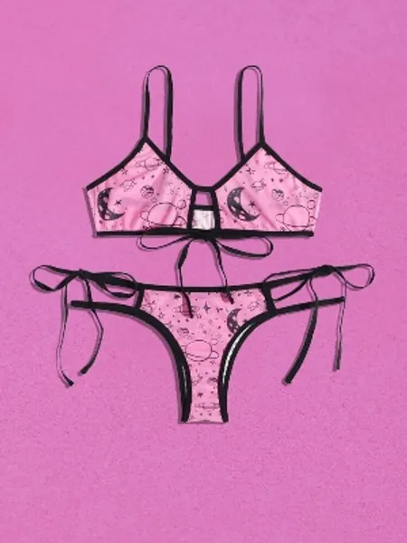 ROMWE Galaxy Print Lingerie Set