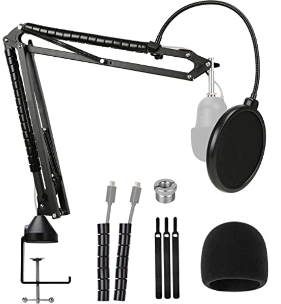Razer Seiren Mini Boom Arm Stand - Microphone Arm with Microphone Cover Foam and Mic Pop Filter Suit Compatible with Razer Seiren Mini USB Streaming Microphone by YOUSHARES