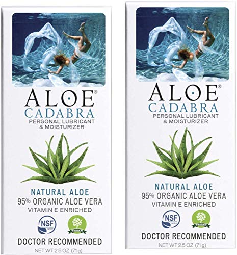 Aloe Cadabra Natural Water Based Personal Lube, Unscented, 2.5 oz Organic Natural Aloe, 2.5 Ounce (Pack of 2)