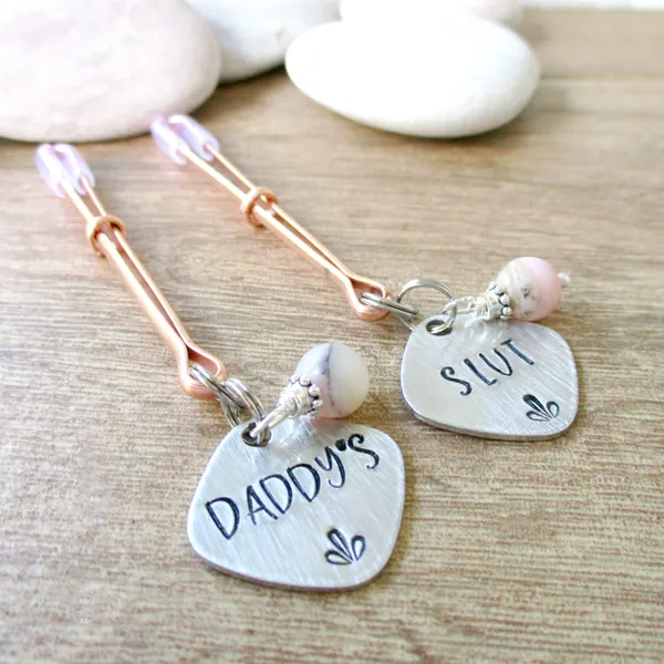 Daddy's Slut Nipple Clamps - Rose Gold Adjustable Nipple Clamps