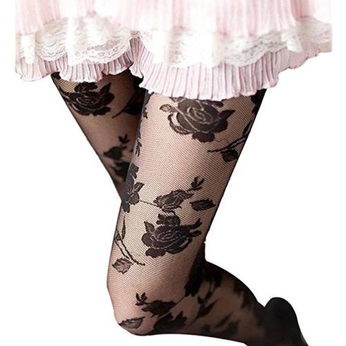 Floral Garden Tights - Black