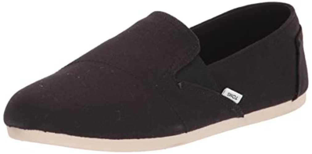 TOMS Womens Redondo Slip On Flats Casual - Red - 9 - Black Canvas