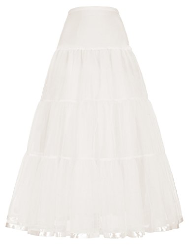 GRACE KARIN Women's Ankle Length Petticoats Wedding Slips Plus Size S-3X - Ivory(floor-length) - Small