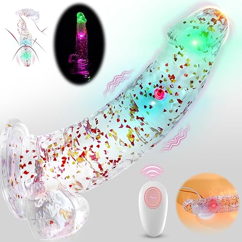 Adult Sex Toys 8.9'' Realistic Dildos - Sex Toys Dildos Vibrator with Suction Cup for Women Sexual Pleasure, Female Sex Toys Clear Dildo with 7 Vibrating Modes, Colorful Anal Dildo for Women Couples