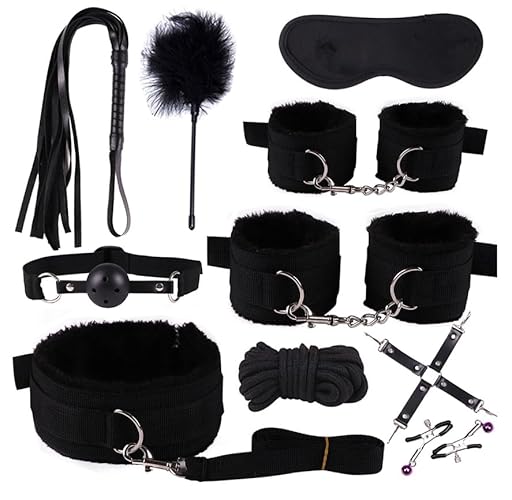 Sex Bondage Bed Restraints Queen Size Bed Straps Adults Play King Size Bed Bonage Kits Handcuffs Set Sexy Blindfold and Ties Naughty Bondaged Rope Cord & Rope for Bedroom Sex Chains for Women Sweater