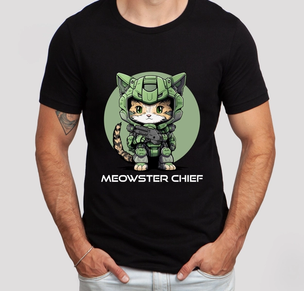 Meowster Chief Gamer Chief Gamer Cat Kitty Orange Cat FPS Dad Gift Gift for Gamer Gift for Husband Gift for him Graphic Tee