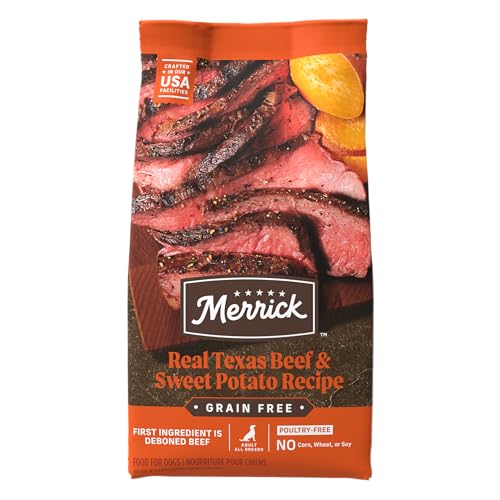 Merrick Dry Dog Food, Real Lamb and Sweet Potato Grain Free Dog Food Recipe - 4 lb. Bag - Grain Free with Sweet Potato Chicken 10 Pound (Pack of 1)