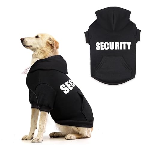 Dog Hoodie Security Dog Sweater Soft Brushed Fleece Dog Clothes Dog Hoodie Sweatshirt with Pocket Dog Sweaters for Large Dogs(L) - Large