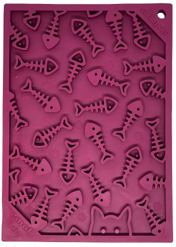 Fishy Design eMat Enrichment Lick Mat - small - Fishy emat - plum