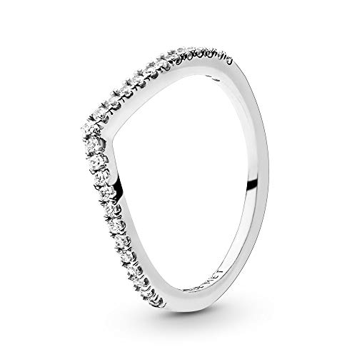 Pandora Sparkling Wishbone Sterling Silver Ring with clear cubic zirconia - 54