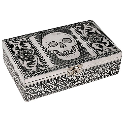 HAB & GUT -BOX011V- Aluminium jewellery box, SKULL, 7.9 x 4.7 x 2.4 inches - SKULL
