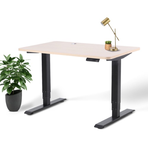 Standing Office Desk - L (70" × 29") / Black / Oak Wood