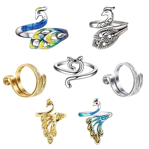 Ubuymart Crochet Ring, Adjustable Crochet Accessories Crochet Stuff Crochet Ring for Finger Yarn Guide Knitting Accessories Crochet Tension Rings for Crocheting,Crochet Tools for Mother Grandma Gifts- Multicolor 7 Pack - Multi-color - 7PCS