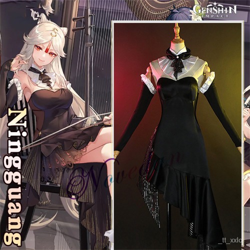 Genshin Impact Concert Ver. Ningguang Cosplay Costume Sexy Cheongsam Dress Outfit Game Anime For Wom