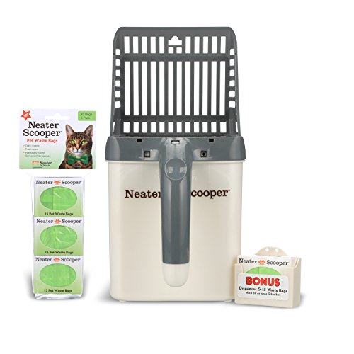 Neater Pet Brands - Neater Scooper Cat Litter Sifter - Includes 60 Refill Bags - Mess Free Cat Litter Scoop to Bag Waste Bin System with Extra Waste Bags (Grey) - 1 Count (Pack of 1) - Grey