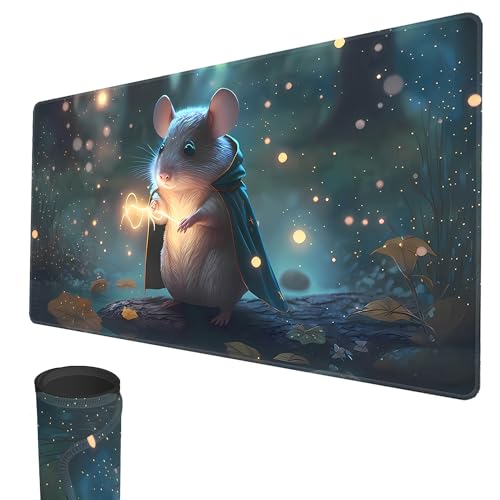 MTG Playmat, 24" x 14" TCG Game Play Mat Stitched Edges Trading Card Game Playmats with Storage Bag Smooth Rubber Surface Battle Game Mat (Magic Mouse) - Magic Mouse