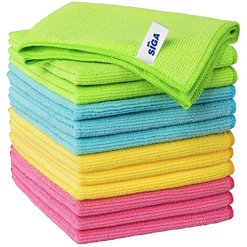 MR.SIGA Microfiber Cleaning Cloth,Pack of 12, Size:32 x 32 cm - Assorted