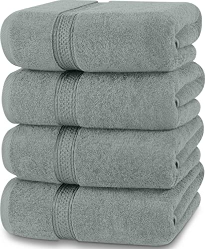 Utopia Towels - 4 Piece Bath Towels Set (69 x 137 CM) - Premium 100% Ring Spun Cotton - Quick Dry, Highly Absorbent, Soft Feel Towels, Perfect for Daily Use (Cool Grey) - Cool Grey