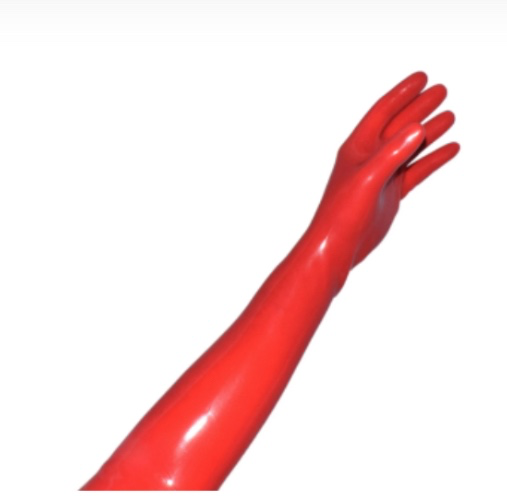 Red long latex gloves 