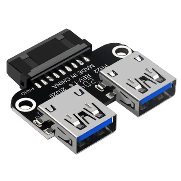 20Pin to 2 Port USB 3.0 Splitter, Type A Female to 19 Pin Motherboard Header Extension Connector Add Extra USB 3.0 Ports to Any PC with This Adapter, Backward Compatible with USB 2.0/1.0 (PH22)